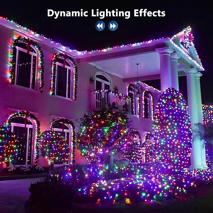 Brizled Color Changing Christmas Lights, 33ft 100 LED RGB Easter Light String with Remote, Dimmable Mini Light String, USB Indoor Decorative Lighting Party Xmas Tree Wreath Year-Round Holiday