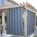NICETOWN 2 Panels Outdoor Curtains for Patio Extra Wide 84", Waterproof & Windproof Grommet & Back Tab Fixed Top and Bottom Sun Blocking Privacy Drapes with Rope for Gazebo, Stone Blue, W84 x L95
