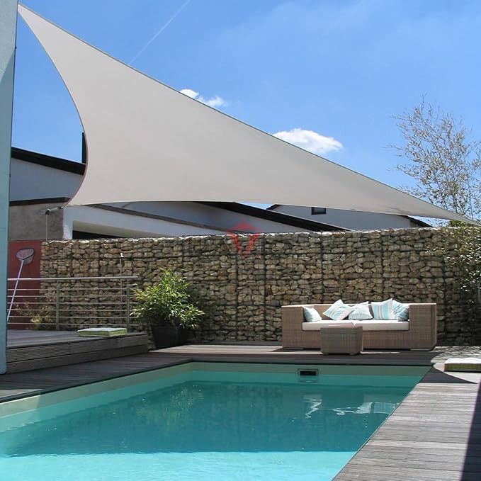 Patio Paradise 28' x 28' x 28' Sun Shade Sail Triangle Canopy Shade Cloth Fabric Sunlight Block Patio Pergola Cover HDPE Deck Awning for Outdoor Backyard Roof Shading, Gray