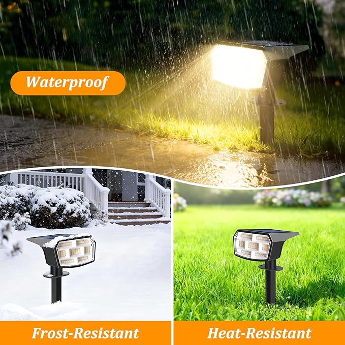 Sucolite 8-Pack Solar Spot Lights Outdoor Waterproof IP65, 3 Lighting Modes 2-in-1 Solar Landscape Spotlights for Yard, 59 LED Solar Powered Wall Lights for Garden Pathway Driveway Walkway, Warm White