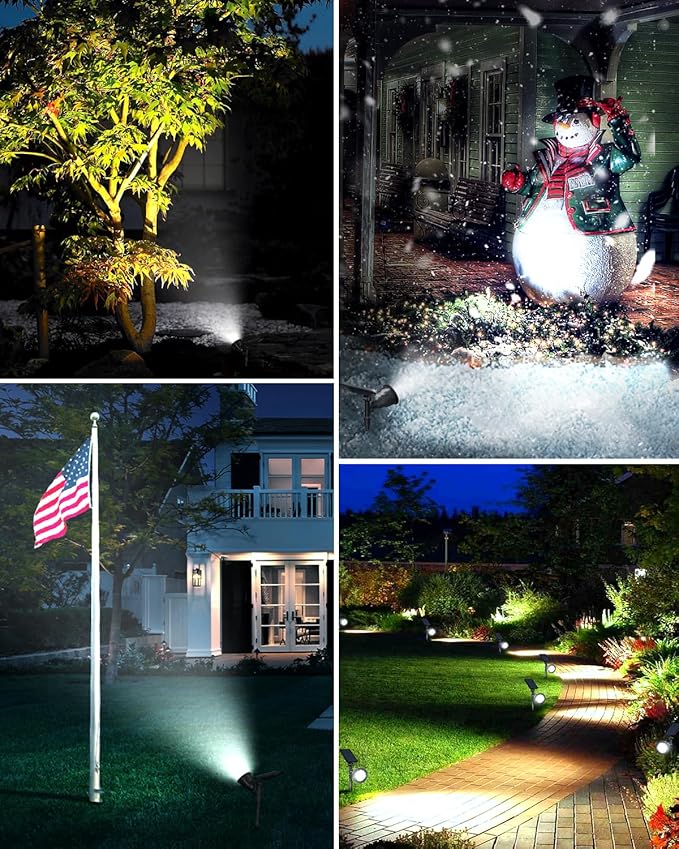 DBF Solar Spot Lights Outdoor Waterproof IP65, Cool White, 600LM High Bright, 2 Brightness Modes, 18 LED, Auto On/Off, Angel Adjustable for Flag Pole Garden Yard Patio Driveway Tree, 2 Pack