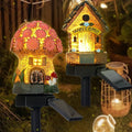 2 Pack Mushroom Fairy House Solar Light Spring Outdoor Garden Home Statue LED Light Fairy Lights for Outside Spring Garden Lawn Walkway Patio Yard Backyard Plant Decoration