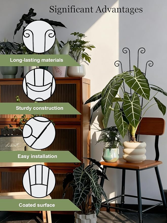 33 Inch Tall Expandable Metal Trellis for Potted Plants, Rustproof Expandable Indoor Outdoor Plant Support Trellis for Climbing Plants, Monstera, Ivy, Hoya with Sturdy Weighted Base (Black)