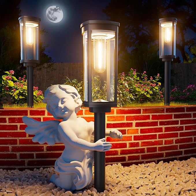 Solar Pathway Lights Outdoor Warm White 8-Pack Waterproof IP65, Auto On/Off Solar Powered Walkway Lighting for Driveway Yard Garden, Upgraded Landscape Lights Outside