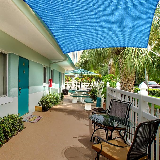 Eden's Decor Straight Flat-Edged Sun Shade Sail Rectangular 17' x 21' Blue UV-Blocking Outdoor Canopy Fabric Cloth Awning for Pergola Patio Garden Backyard Custom Size