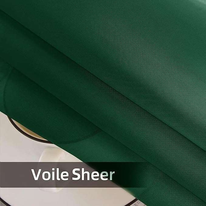 SpaceDresser Waterproof Outdoor Sheer Curtains for Patio - 2 Panels Rod Pocket Indoor Voile Sheer Curtain for Living Room,100W x 120L inch, Foliage Green