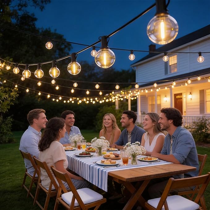 RTTY Dense-Glow 100FT All-Purpose Outdoor String Lights with 50 G40 Bulbs - Versatile for Patio & Deck Lighting, Backyard Gatherings, Poolside Evenings, and Intimate Wedding Decor