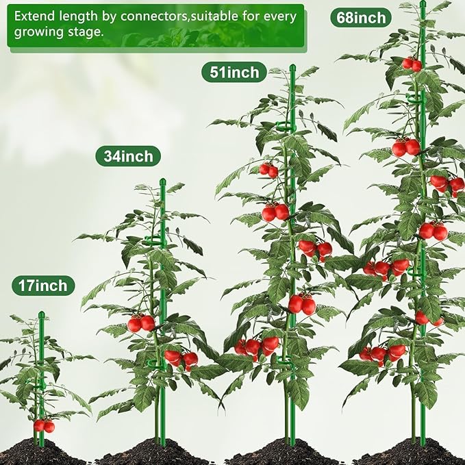 Plant Stakes 17 inch SupKing Support Stick Orchid Stakes with Clips 10Pcs Garden Plant Poles Extended to 3/4/5ft for Indoor Outdoor Potted Tomato Rose Amaryllis Vegetables Monstera Comes with 20 Ties