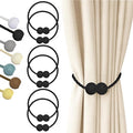 Hion Magnetic Curtain Tiebacks Black 6 Pack, Curtain Tiebacks Buckles Holdbacks Holders Hooks Clip for Home Bedroom Office Decorative Thick or Thin Curtain