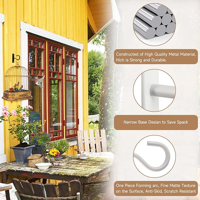2Pack 2.5Inch Ceiling Hooks for Hanging Plant, Hanger for Indoor and Outdoor Plant Pots Holder, Wall Hook for Planters, Flower Basket, Wind Chimes, Lanterns, Lights, Bird Feeders, Home Decor-White