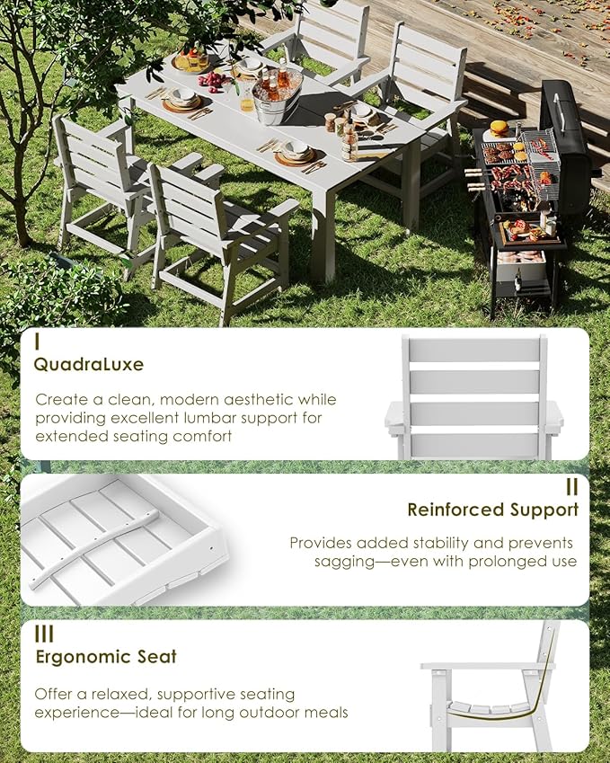 GREENVINES Outdoor Dining Chairs Set of 2 | HDPE | Patio Chair | All-Weather | White