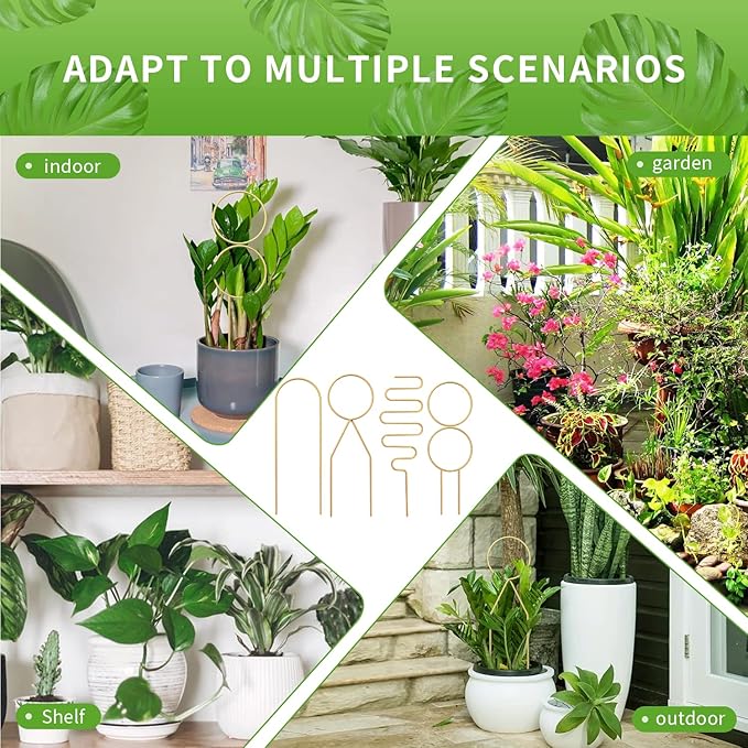 4 Pcs Small Metal Trellis for Potted Plants,Gold Trellis for Climbing Plants Indoor,Small Trellis for Potted Plants Support Stake House Plant Trellis for Garden Potted Plant,Hoya,Pothos,Flower