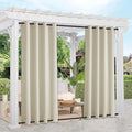 NICETOWN Outdoor Curtains for Patio Waterproof & Windproof 2 Panels, Thermal Insulated Top and Bottom Fixed Rustproof Grommets Light Block Outdoor Curtain Drapes for Pool, Beige, W52 by L95
