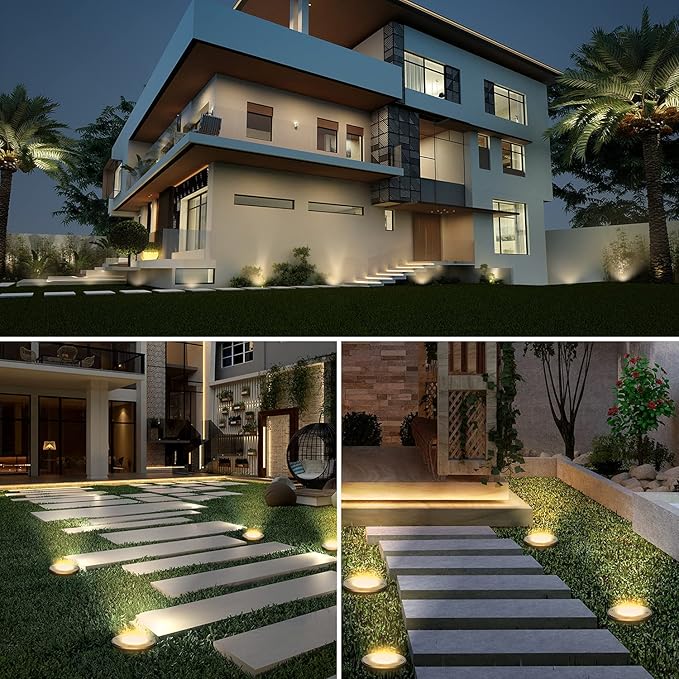 JESLED Outdoor Landscape Lights, 6W LED In Ground Well Lights, 12V 24V 3000K Warm White, IP67 Waterproof Low Voltage Landscaping Spotlight for Driveway Deck Step Yard Fence Garden Pathway (6 Pack)