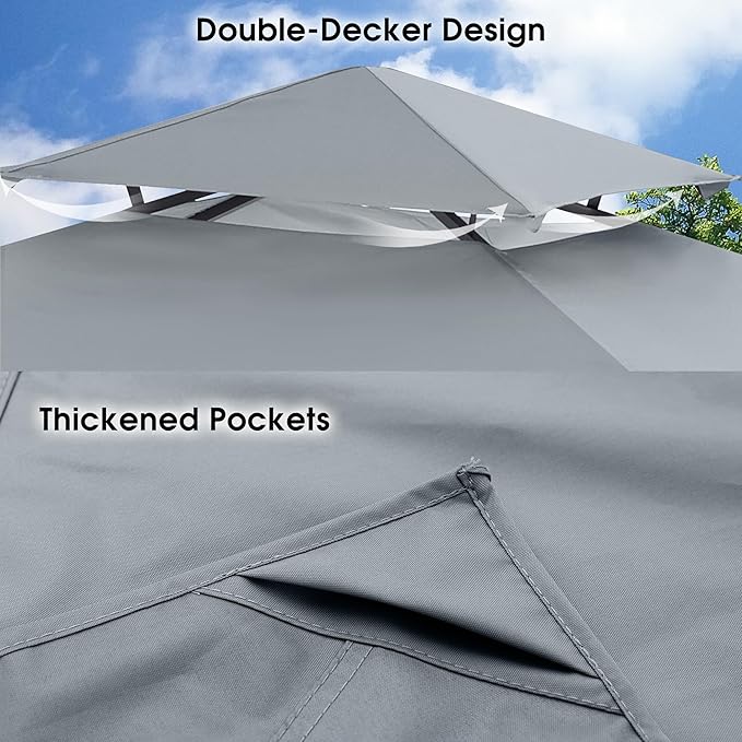 MASTERCANOPY Grill Gazebo Replacement Canopy Top for Model L-GG001PST-F (Gray)