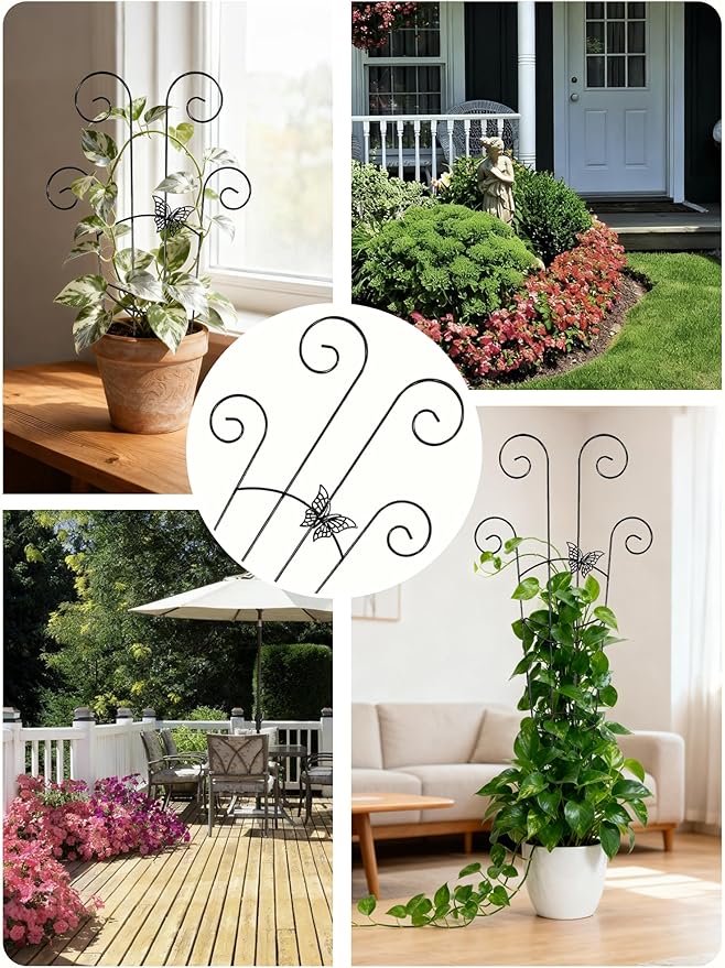 Metal Butterfly Trellis for Climbing Plants Indoor, 4 Pack 30 Inch Taller Garden Trellis for Potted Plants, Monstera Plant Support Stakes for Ivy Pothos Hoya Flower Outdoor (Black)