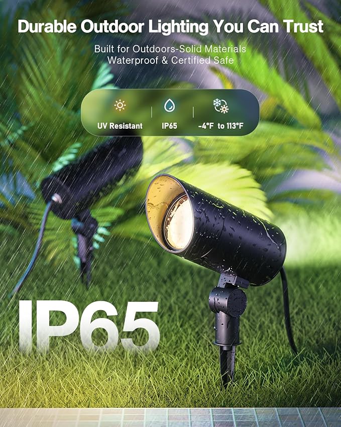 HIBOITEC 2 Pack 30W Outdoor LED Spot Lights 120V Plug in Flag Pole Light 3000LM 3000K Warm White Waterproof Landscape Spotlight for Yard Garden Tree Statue, 5.9 FT Cord with Plug