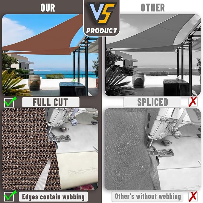 LOVE STORY Custom Size 10'x14'x17.2' Brown Sun Shade Sail Right Triangle Sunhsade Fabric Awning Canopy for Patio Backyard Carport Pergola (Customized)