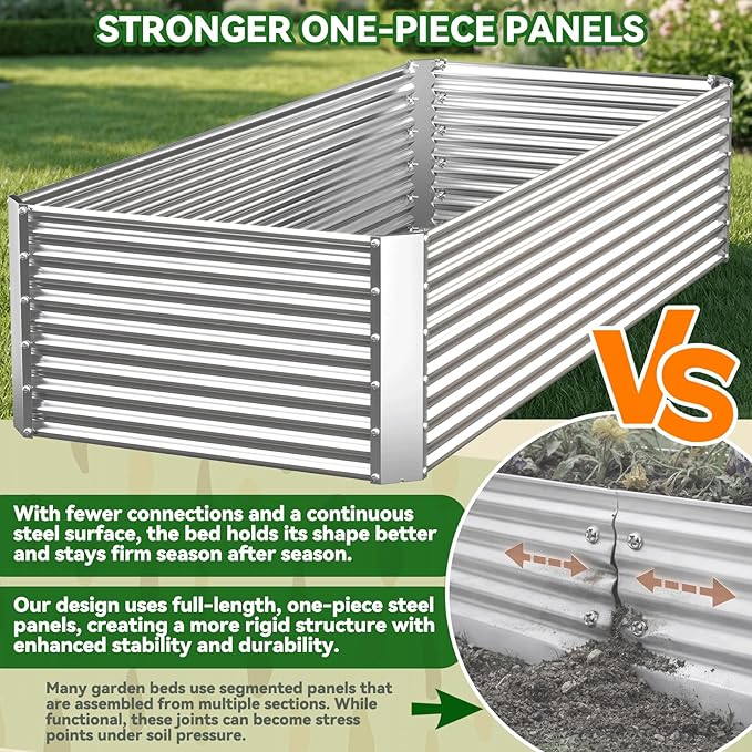 3 Pack Tall 4x2FT Corrugated Galvanized Steel Raised Garden Bed Outdoor, Metal Above Ground Garden Bed for Vegetables and Flowers, Rectangle Raised Beds for Gardening