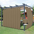 Easy-Going Outdoor Patio Curtains Detachable Tab Top Windproof Weatherproof Curtain for Cabana, Porch, Pergola and Gazebo, Tab Bottom Drape, 2 Panels, 110W x 120L inch, Khaki