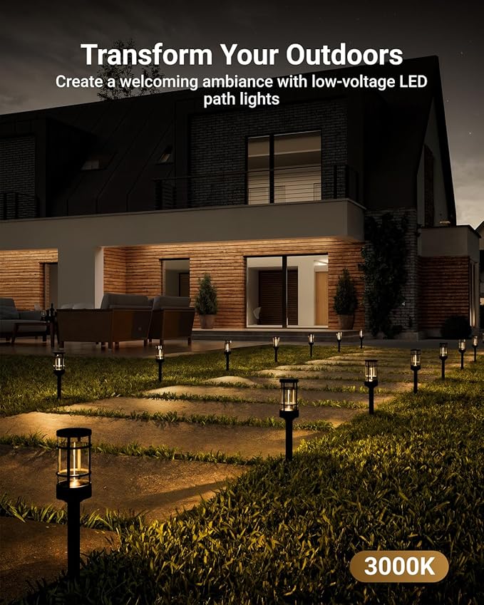 Sunco 6 Pack Low Voltage Garden Pathway Lights, LED Landscape Pathway Lighting, 1.5W, 50 LM, 3000K Warm White, Wet Rated, for Garden Pathway Walkway, Clear Glass Design with Connectors ETL