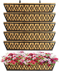 6 Pack 30 Inch Window Boxes Planters Railing Planter Box with Adjustable Brackets for Porch Fence Patio Balcony Hanging Flower Baskets with Coco Liners for Outdoor Garden Decor - Bronze