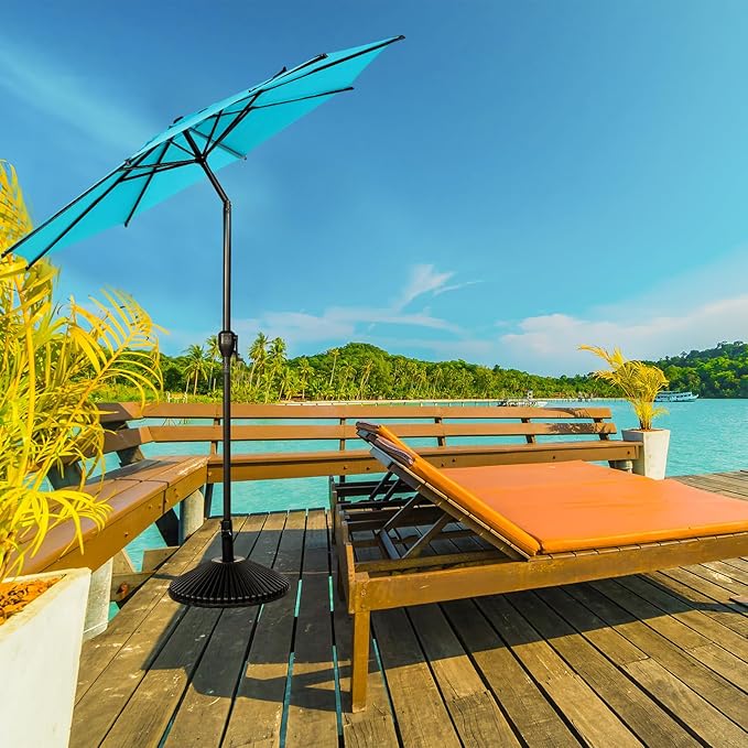 Abba Patio 11FT Lyon Outdoor Patio Umbrella Outdoor Table Umbrella with Push Button Tilt and Crank Market Umbrella 8 Sturdy Ribs UV Protection Waterproof for Garden Deck Backyard Pool, Turquoise