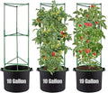 ANPHSIN 3 Sets Tomato Cages with 10 Gallon Grow Bags - 48" Stable Plant Garden Planter, Flowers Vegetable Trellis Pots for Tomato Vertical Climbing Plants Vines