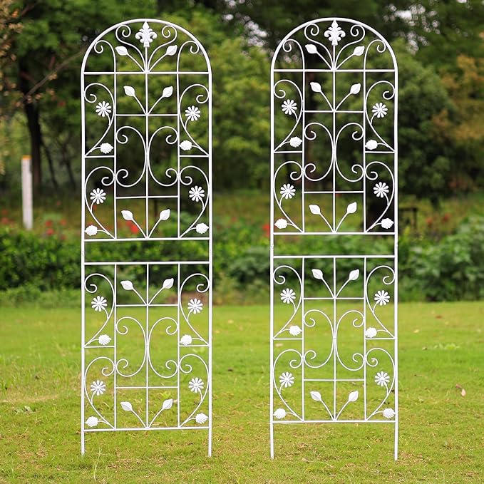 Trellis for Climbing Plants Outdoor, （2 Pack 70.8x19.6-inch）, Generic Metal Garden Trellis, Rustproof, Easy Assembly,（White）