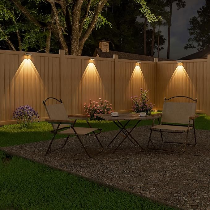 NIORSUN Solar Fence Lights,16 Pack Solars Deck Light,Warm White Color,Outdoor Bulb Waterproof Led IP65,Power Patio Lamp with Lenses for Outside/Backyard/Railing/Yard(White)