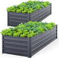 Ohuhu 8x3x1.5FT Metal Raised Garden Bed Outdoor, Reinforced Galvanized Steel Rustproof Planter Box, 100% Non-Toxic, 269 Gal Large Capacity Heavy Duty Raised Beds for Vegetables Flowers Herbs 2-Pack