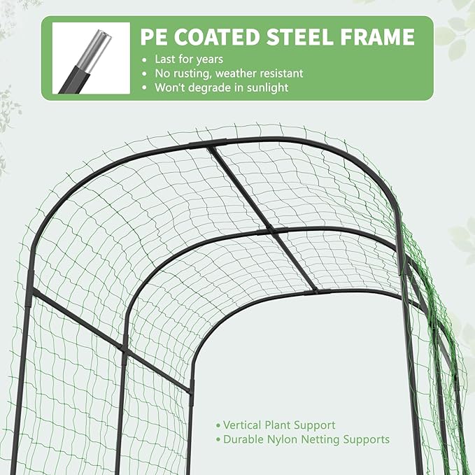 DoCred Tall Garden Arch Trellis for Climbing Plants, 83 Inch Tall Metal Plant Support Trellis Archway for Climbing Vine Vegetable/Fruit/Flower Outdoor Yard Lawn Garden Arch Tunnel Trellis