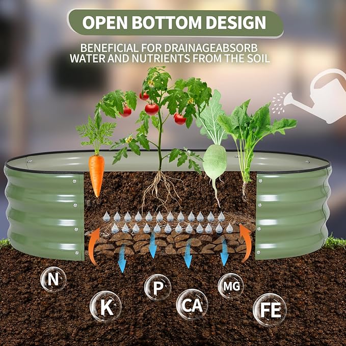Galvanized Raised Garden Bed Outdoor- 2 Pcs Raised Beds for Gardening| Metal Planter Box, Steel Raised Garden Bed Kit with Gloves for Vegetables, Flower, Herbs (4x2x1FT, Green)