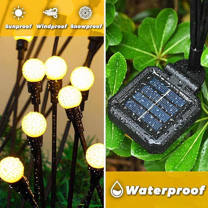 Solar Lights Outdoor-8Pack 64LEDs Solar Garden Firefly Lights Outside,Solar Powered Light Outdoor and Garden Decorative IP65 Waterproof,Yard Patio Pathway Decor,Gardening Gifts for Women,Warm White