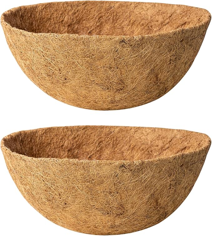 2 Pack 12 Inch Round Replacement Coco Liners for Hanging Basket Natural Coconut Fiber Liner for Flower Planter Coco Coir Pots for Indoor Outdoor Garden Plants