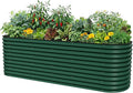 32" Extra Tall Raised Garden Bed Kits, 4 x 8 x 2.7ft Raised Planter Box Outdoor, 2.5 x 9.5 x 2.7ft Deep Root 10 in 1 Modular Metal Raised Beds for Gardening Vegetables Flowers Fruits - British Green