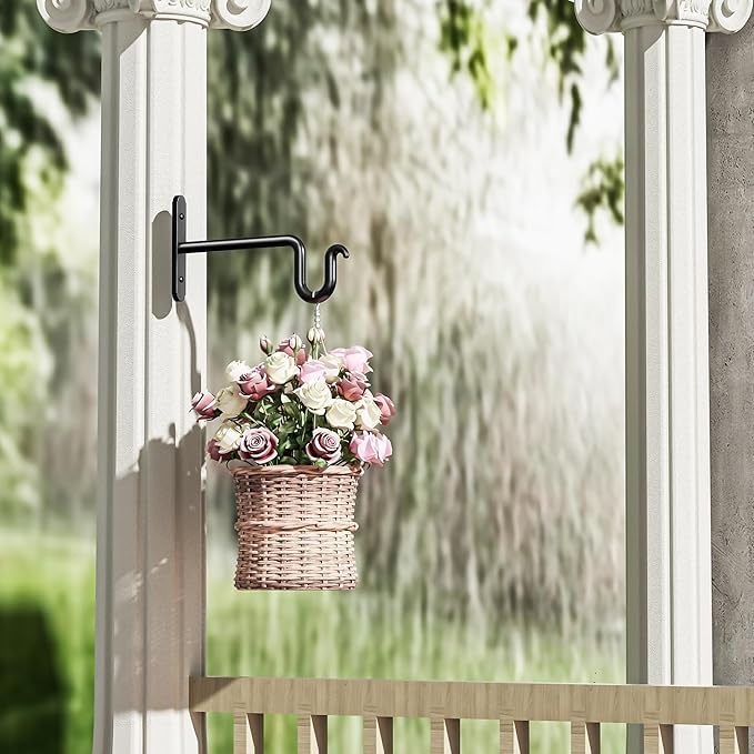 6 Inch Hanging Plant Brackets - 2 Pack Plant Hook for Hanging Plants, Plant Hanger for Hanging Bird Feeders, Flower Baskets, Wind Chimes, Lanterns, Indoor or Outdoor.