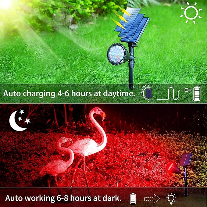 JSOT 4 Pack Halloween Solar Spot Lights Outdoor- RGB Solar Lights Outdoor Waterproof Color Changing Spotlights Christmas Decor, Outside Landscape Lighting for Yard Driveway Tree