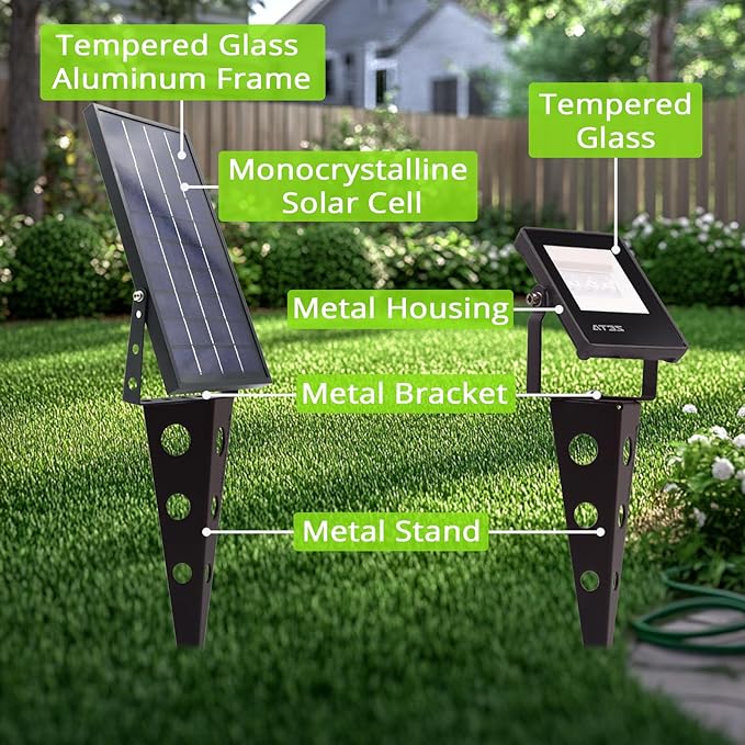 Solar Spotlights Outdoor Waterproof, Zeta 6-in-1 Spot Lights Metal Warm White Auto On/Off Dusk to Dawn Landscape Flag Pole Uplights for Outside House Trees Garden Yard Driveway Pathway Lawn