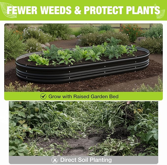 WORKPRO 2PK 8x4x1ft Outdoor Galvanized Raised Garden Bed, Easy Assembly Planter Raised Beds for Vegetable, Flowers, Herbs, Black