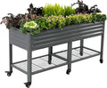 Rolling Elevated Raised Garden Bed-V Series, 2' x 6' Garden Beds with Legs & Storage Rack for Patio & Porch, 1000 Lbs Weight Capacity, Outdoor Planter Box for Vegetables Flower Herbs, Modern Gray