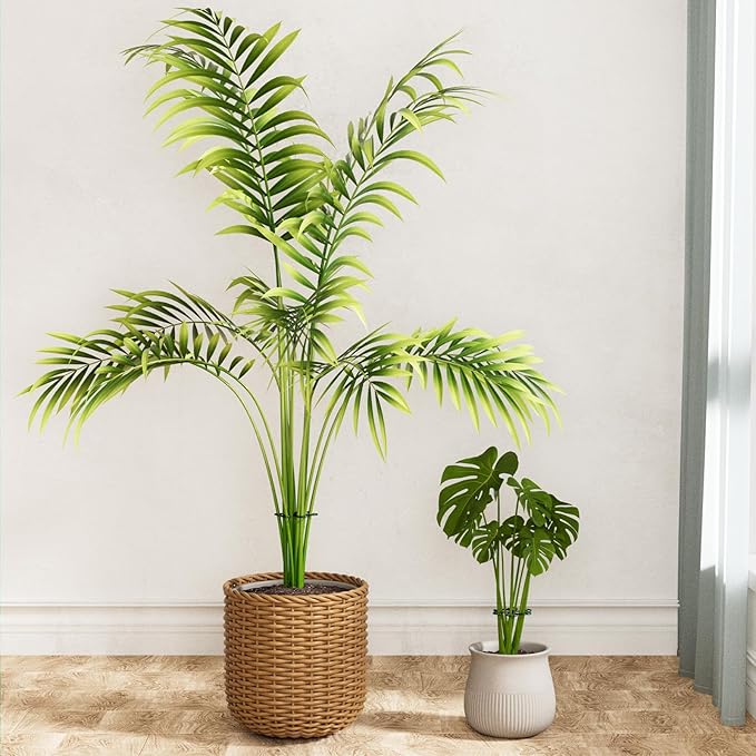 4PCS Green Iron Monstera Support, Uniquely Designed Plant Support Stakes for Indoor Plants, Stable Plant Stakes and Supports, Turtle Shell Bamboo Clamp Set for Thriving Growth