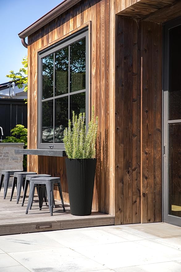Veradek Demi Series Tall Planter for Porch, Patio, Backyard | Durable Plastic-Stone Composite Material | Modern Décor for Tall Plants, Grasses