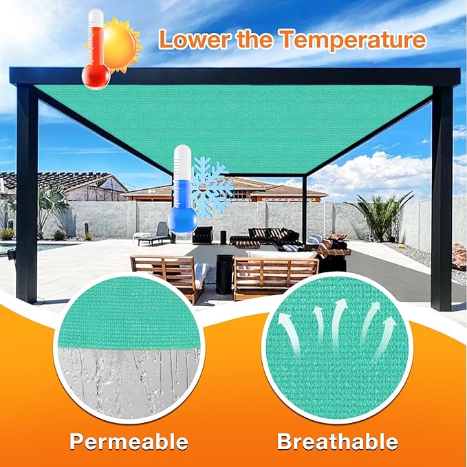 Artpuch Outdoor Pergola Shade Cover 6' X 24' Sun Shade Cloth with Grommets, 90% UV Protection Canopy Patio Privacy Screen (Customized Available) GN107, Turquoise