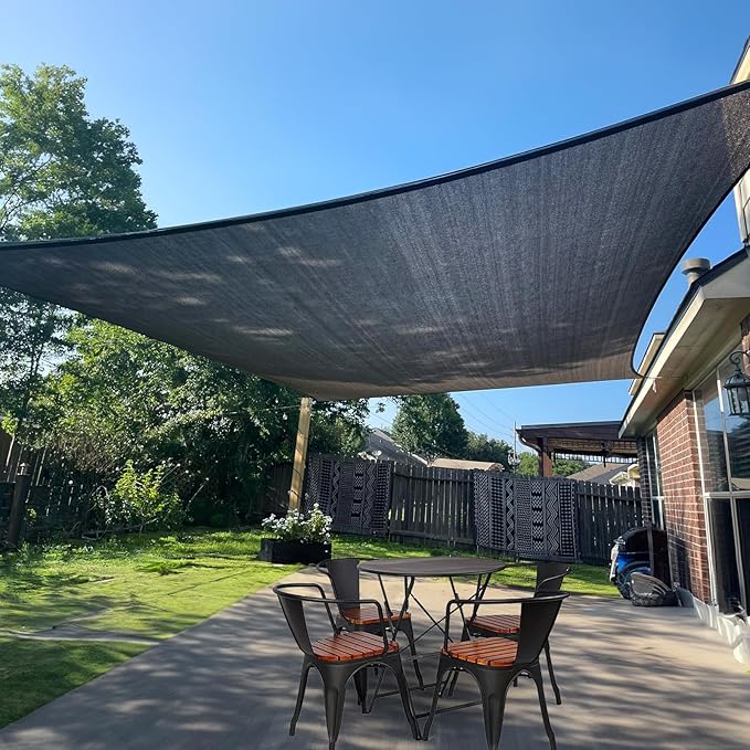 SUNLAX Sun Shade Sail 8' x 10' Graphite Grey Rectangle Canopy Sail Shade Cover UV Block Permeable Sunshade Outdoor for Patio Backyard (We Make Custom Size)