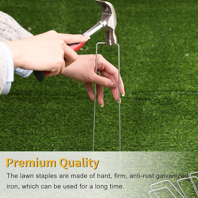 HongWay 120 Pack 12 Inch Landscape Staples, Garden Stakes 11 Gauge Galvanized Ground Staples Lawn Yard Tent Fence Stakes Landscaping Fabric Pins for Gardening Secure Outdoor Decorations