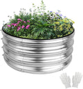 2x2x1ft Round Galvanized Raised Garden Bed Kits, Raised Garden Bed Metal Planter Outdoor Easy Assembly Garden Bed for Planting Vegetables, Fruits & Flowers, Sliver