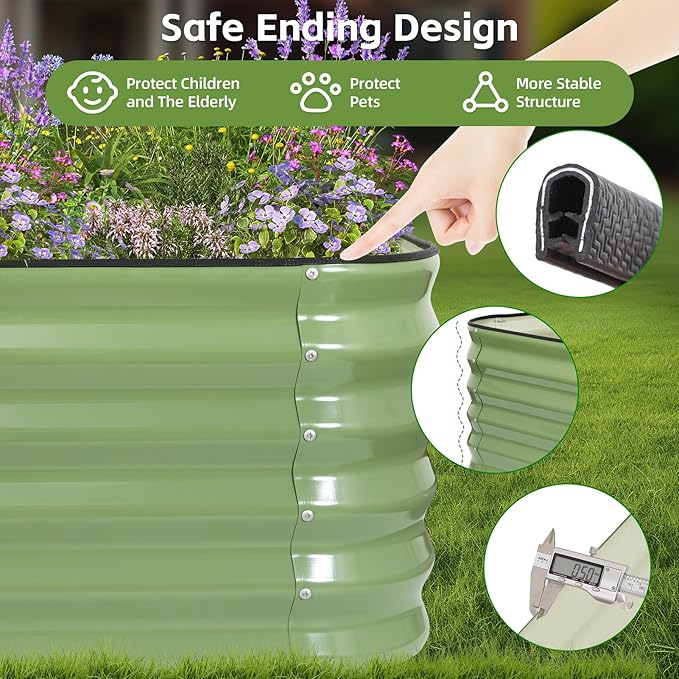 GoCampDriect 6IN1 Raised Garden Bed - 8x3x1.4ft Galvanized Raised Garden Boxes Outdoor Corrosion Resistant | Variable Shape 9x2x1.4ft Metal Raised Garden Beds for Planting Vegetable, Fruits, Flower