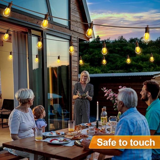 Outdoor String Lights Patio LED Light Outside - 20M 18+1 S14 LED 65ft Porch Lighting IP65 Waterproof