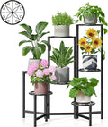 Plant Stand Outdoor,7 Tier Foldable Corner Tall Plant Shelf for Multiple Plants Flower Pot Holder Display Stand for Living Room Balcony Garden Patio -BlackS